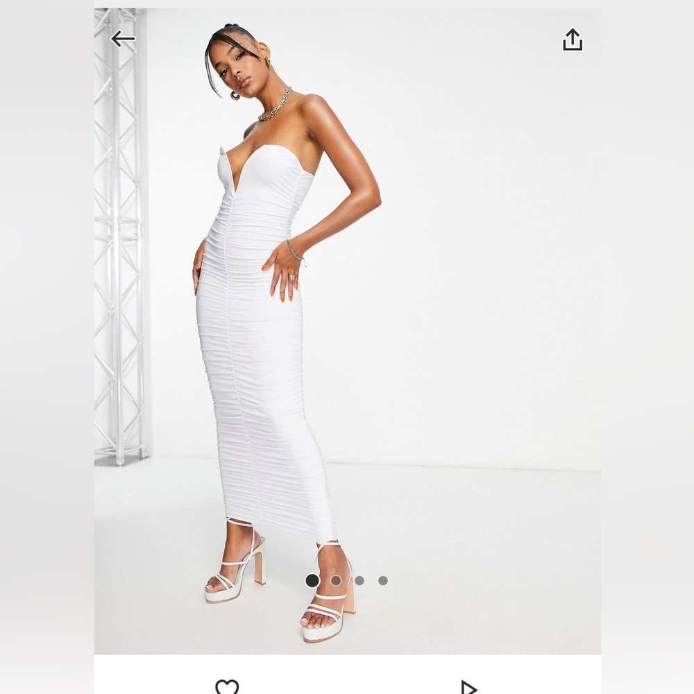 ASOS low cut bodycon white midi dress